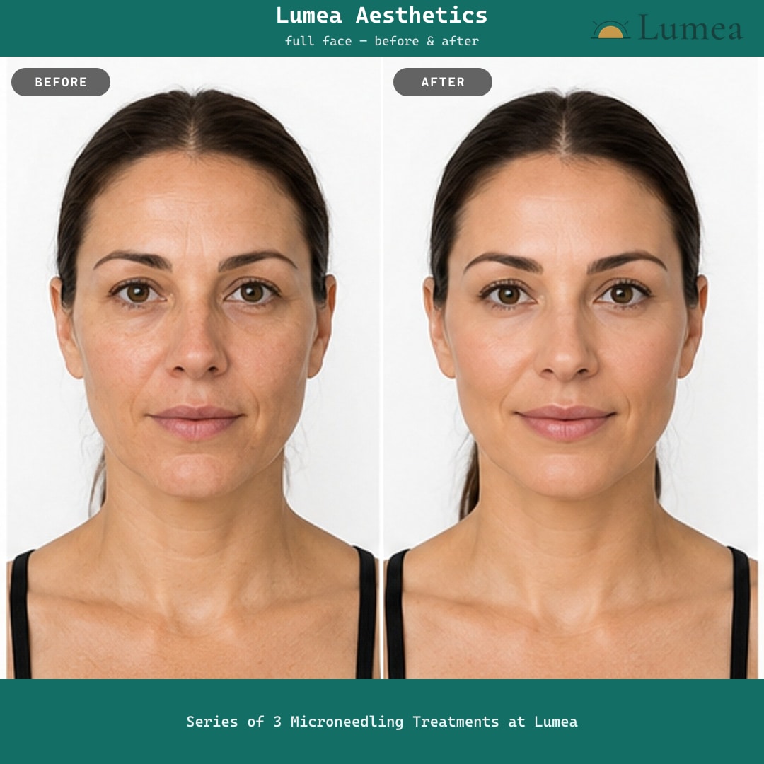 Example of a branded before and after image produced by VISTA, using AI-generated illustrative photos