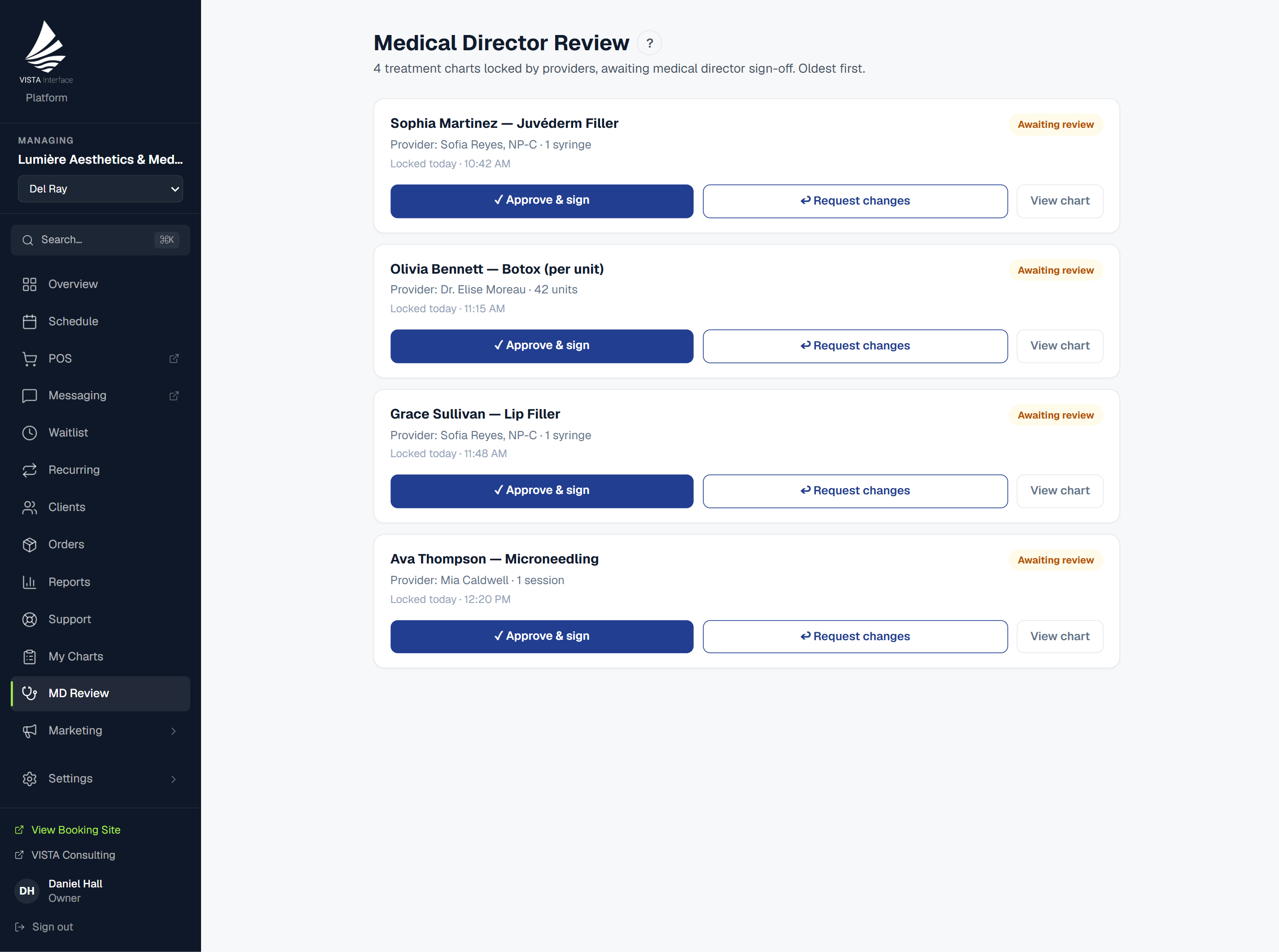Clinical Oversight — VISTA platform screenshot