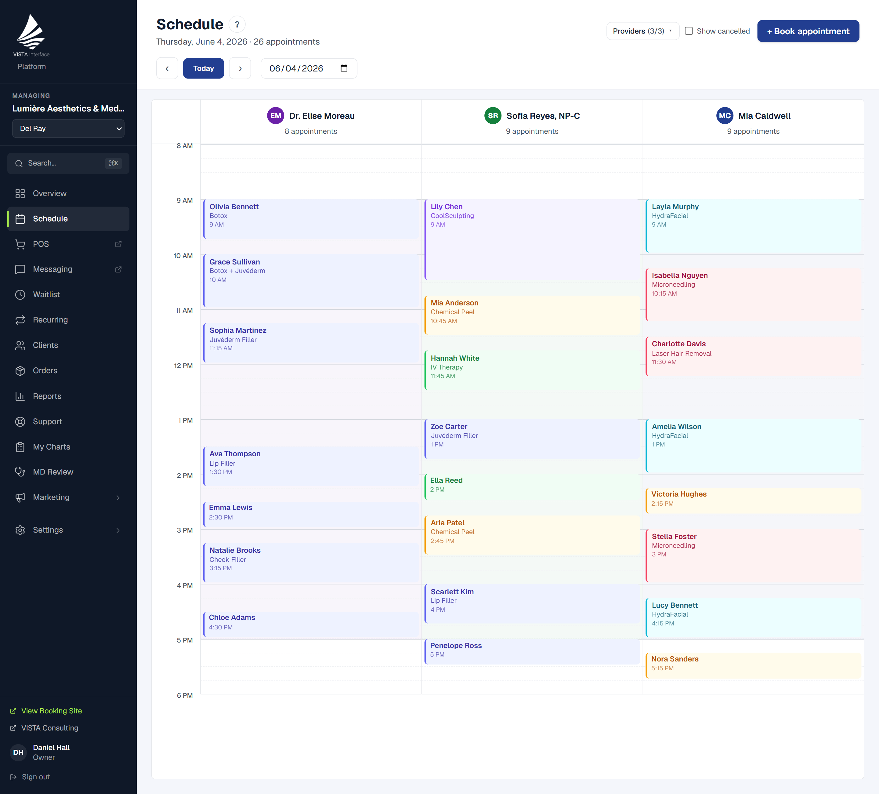 Smart Scheduling — VISTA platform screenshot