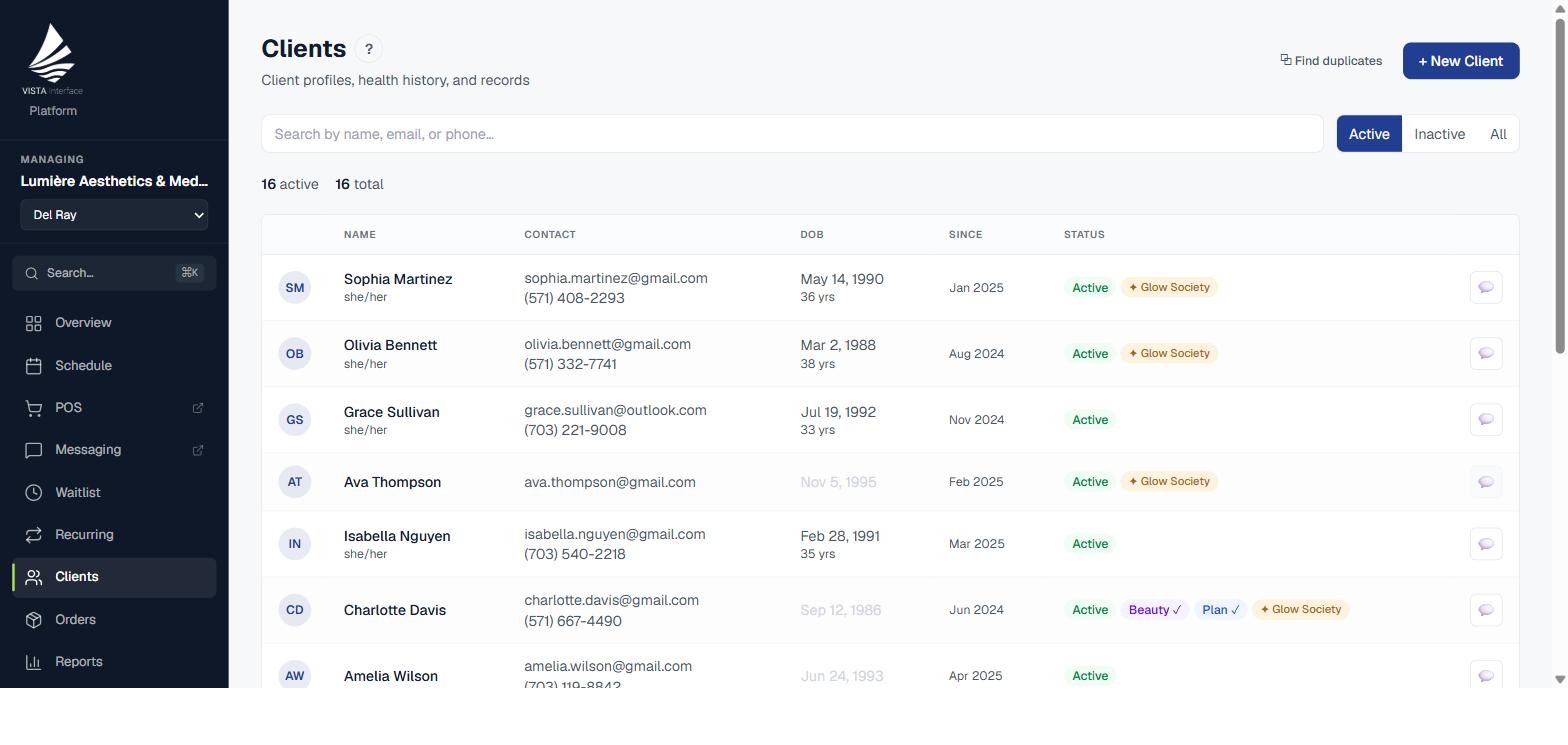 VISTA Platform client chart